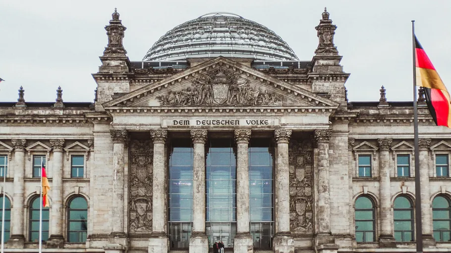 Reichstag building with glass dome visible.
