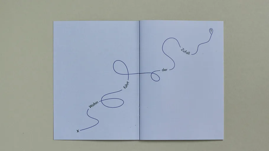 Curved line with text in open book.