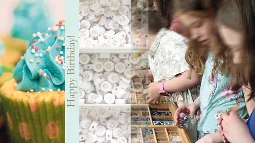 Cupcake, Perlen und Kinder bei Bastelparty.