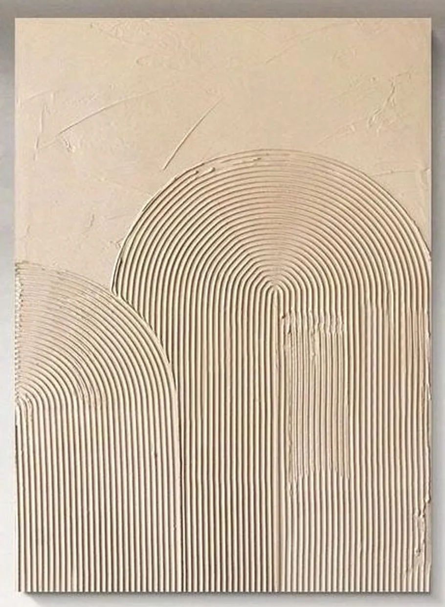 Texturkunst mit geschwungenen Linien auf Leinwand.