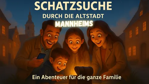 Familie entdeckt nachts aufgeregt eine Schatztruhe.
