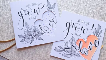 Zwei Karten mit Blumenmotiven, liebevollem Text.