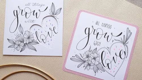 Two decorative cards with floral designs.