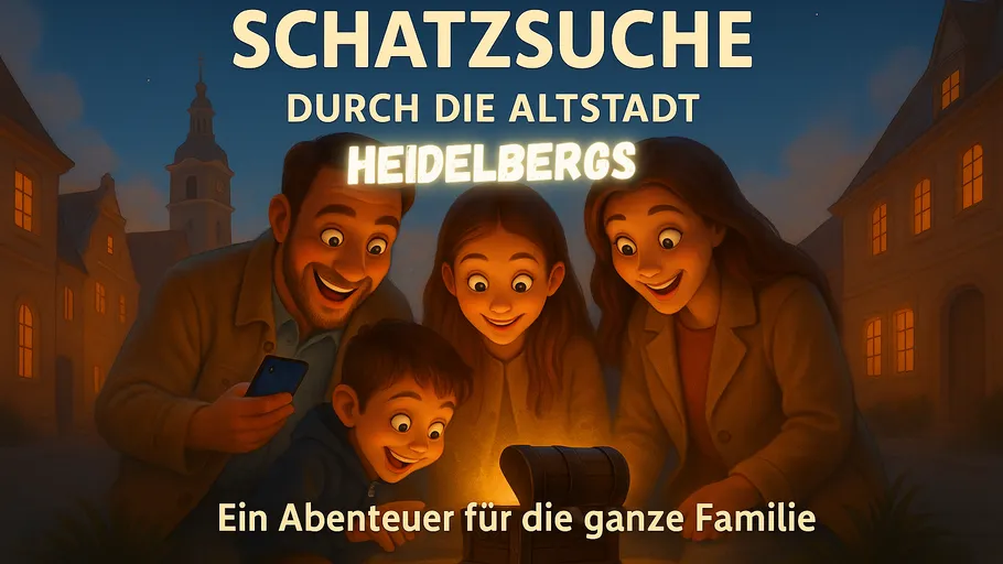 Familie freut sich über Schatzkarte.