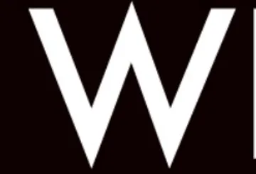 Large white letter W on black background.