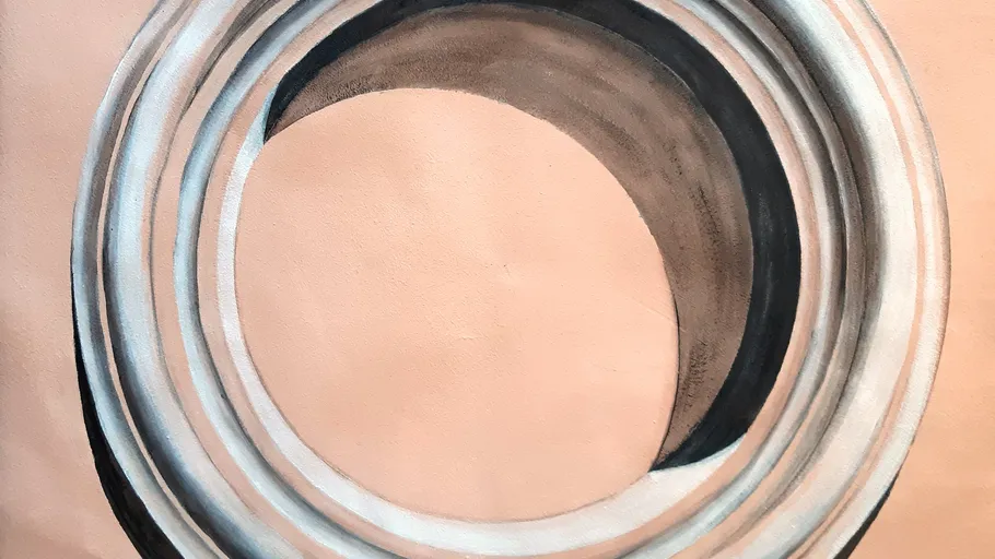 Kreisförmige abstrakte Kunst mit Farbverläufen.