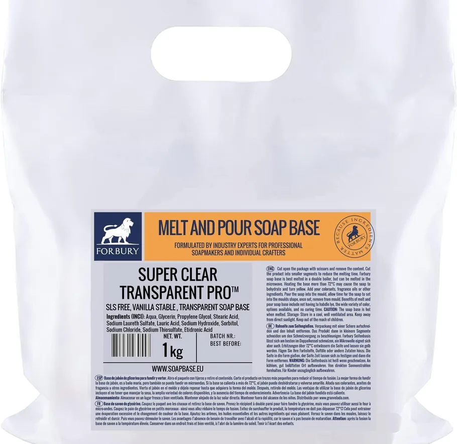 Soap base package with detailed label text.