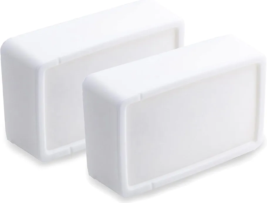 Two white rectangular plastic containers.