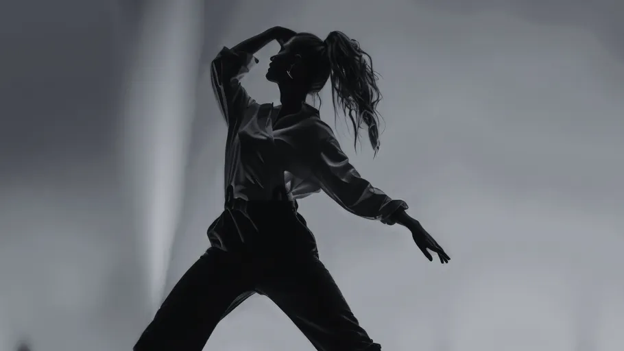 Silhouette of a dancer posing dramatically.