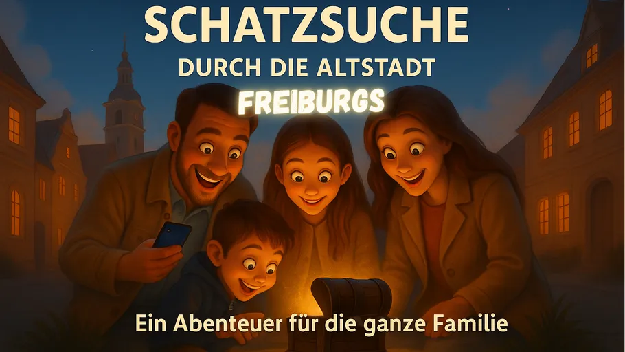Familie entdeckt Schatzkiste in historischer Stadt.