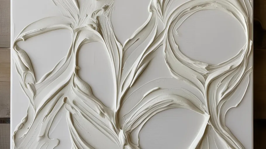 White textured swirls on a canvas.