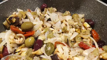 Mixed vegetables cooking in a pan
