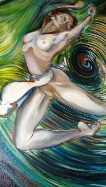 Abstract painting of a dancing woman.