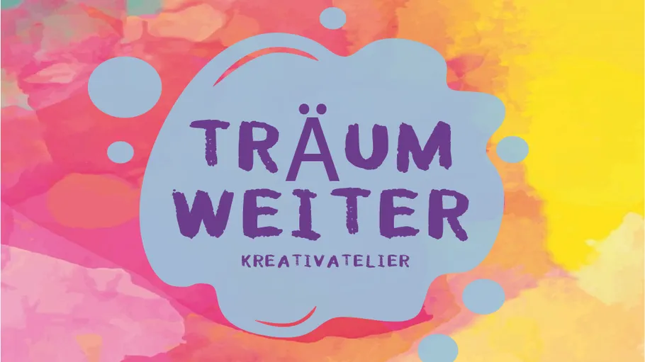 Colorful background with German text in center.