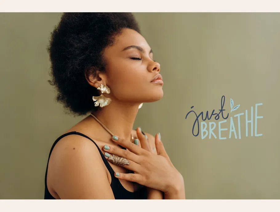 Woman relaxing, eyes closed, peaceful atmosphere.