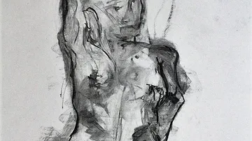 Abstrakte figurative Skizze in Schwarz-Weiß.
