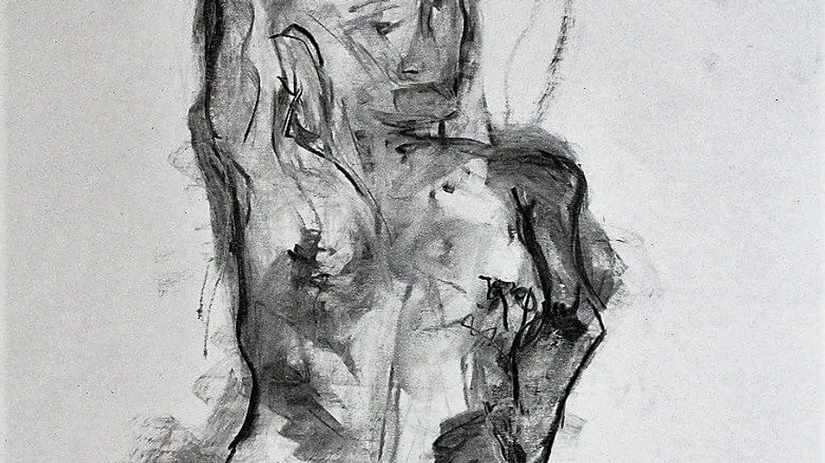 Abstrakte figurative Skizze in Schwarz-Weiß.