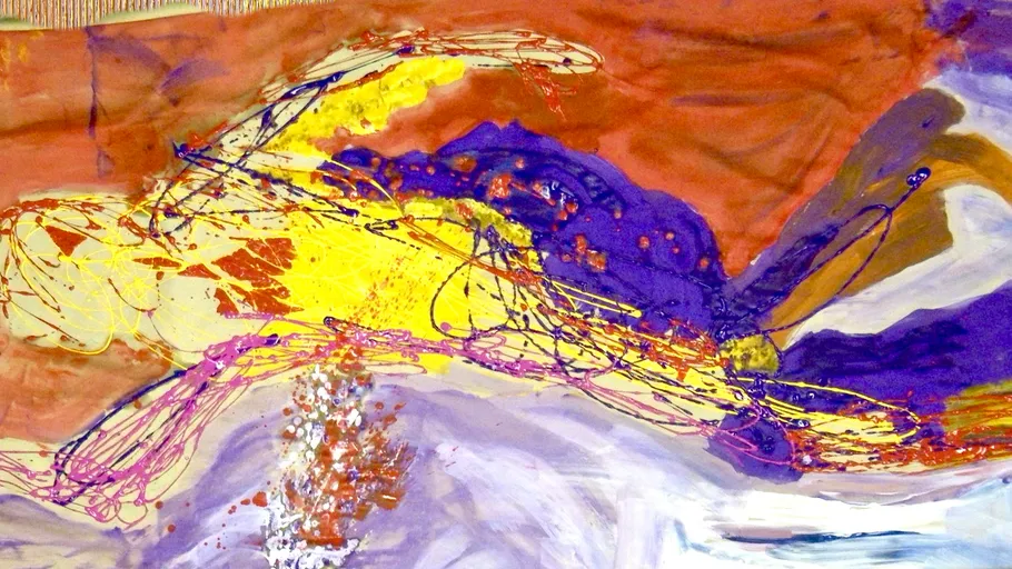 Abstract painting with vibrant colors, chaotic strokes.