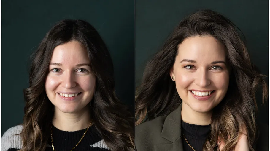 Two women smiling in a portrait setting.