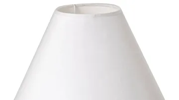 White lampshade on plain background.