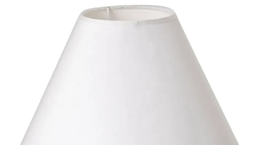 White lampshade on plain background.